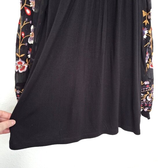 Anthropologie Floral Embroidered Blouse Sz S Relaxed Fit Beaded Boho Whimsigoth - Picture 8 of 16